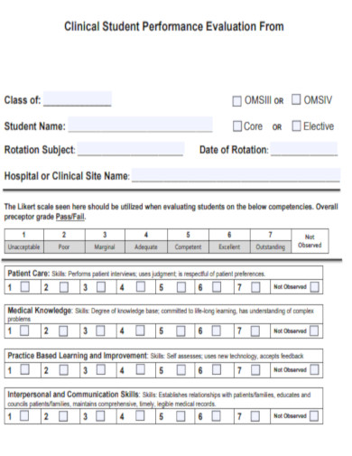 Clinical Student Performance Evaluation From