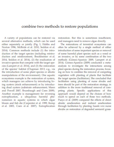 Combine Two Methods to restore Population