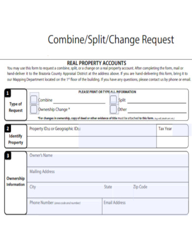 Combine and Split Change Request Form