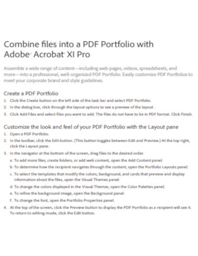 Combine files into a PDF Portfolio