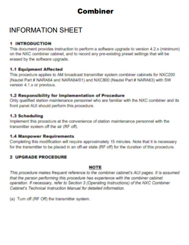 Combiner Information Sheet