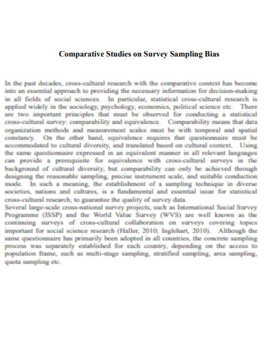 Comparative Studies on Survey Sampling Bias