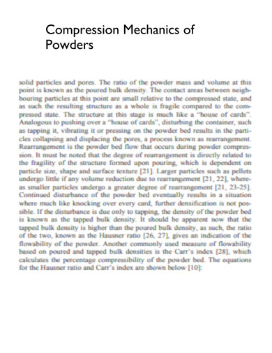 Compression Mechanics of Powders 