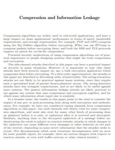 Compression and Information Leakage