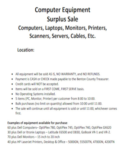Computer Equipment Surplus Sale