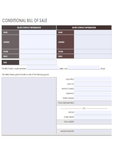 Conditional Bill of Sale