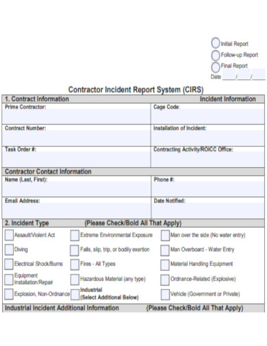 Contractor Incident Report System