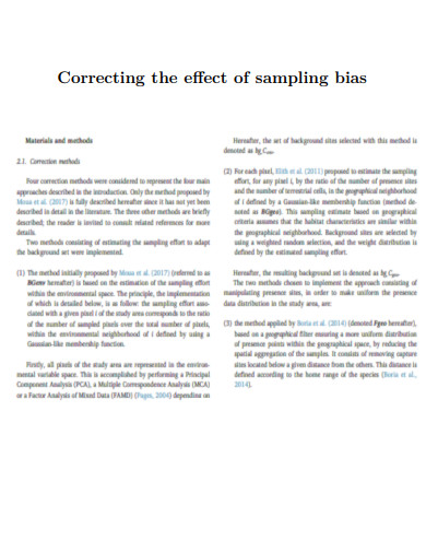 Correcting the Effect of Sampling Bias