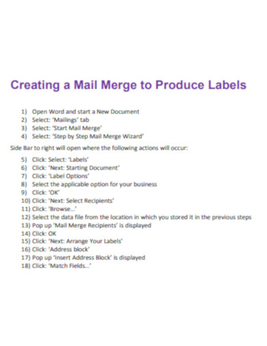Creating a Mail Merge to Produce Labels