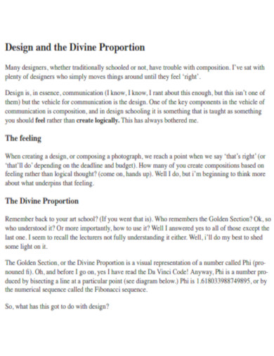 Design and the Divine Proportion