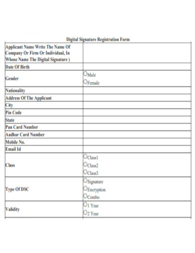 Digital Signature Registration Form