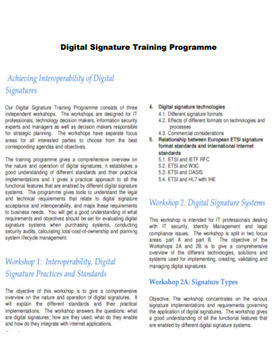 Digital Signature Training Programme