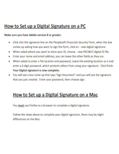 Digital Signature on a PC