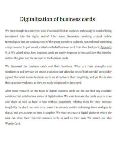 Digitalization of business cards