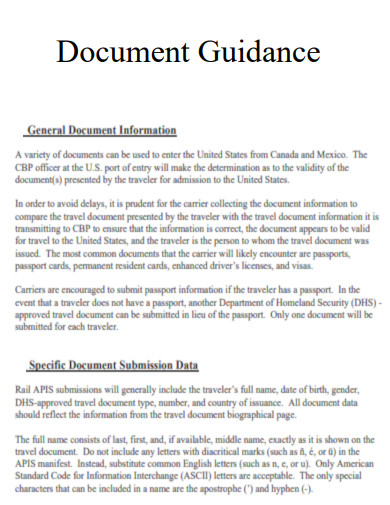 Document Guidance