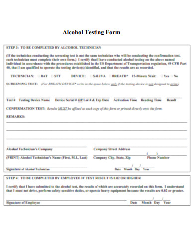 Dot Alcohol Testing Form