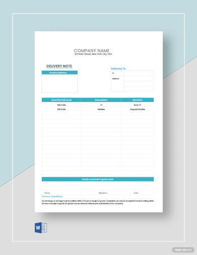 Editable Delivery Note Template