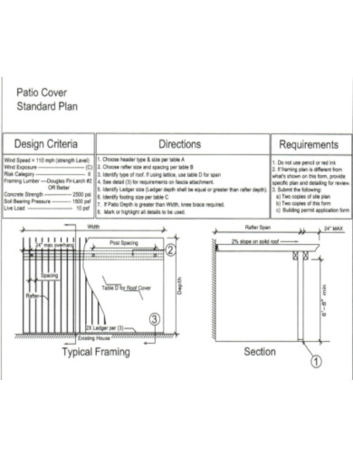 Editable Patio Cover Plan