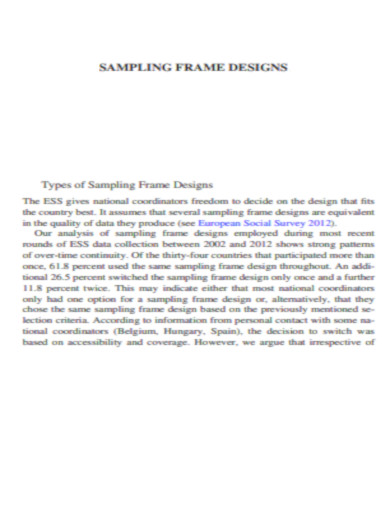 Effects of Sampling Frames Designs