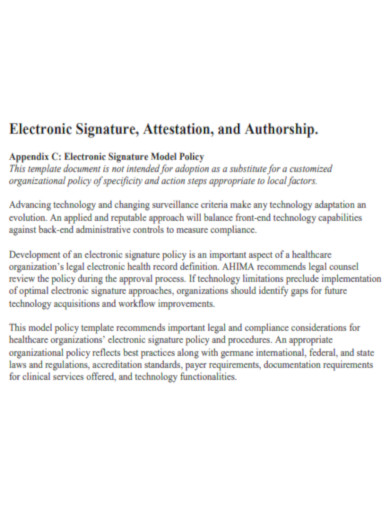Electronic Signature Attestation Authorship