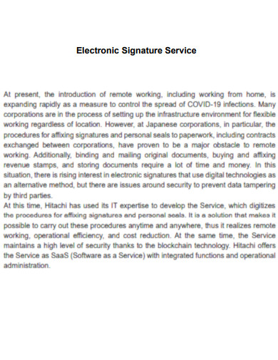 Electronic Signatures Service