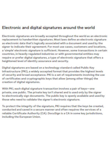 Electronic and Digital Signature