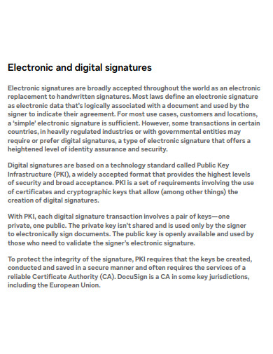 Electronic and digital signatures