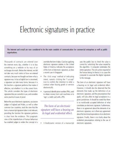 Electronic signatures in practice