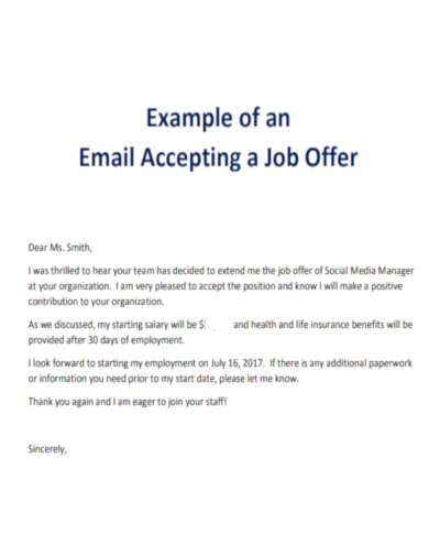 Email Accepting a Job Offer