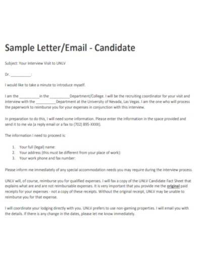 Email Letter of Candidate
