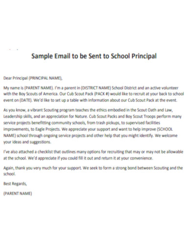 Email to be Sent to School Principal