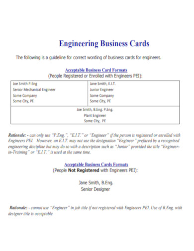 Engineering Business Cards