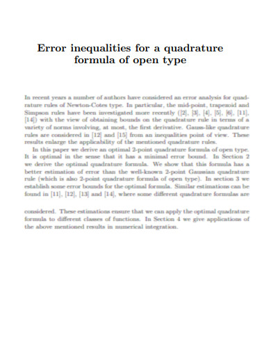 Error Inequalities for a Quadrature Formula of Open Type