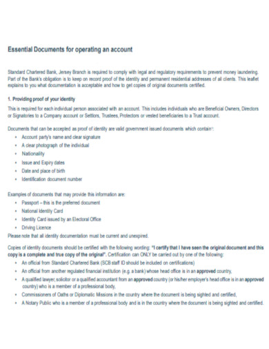 Essential Documents for Operating an Account