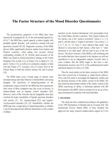 Factor Structure of the Mood Disorder Questionnaire