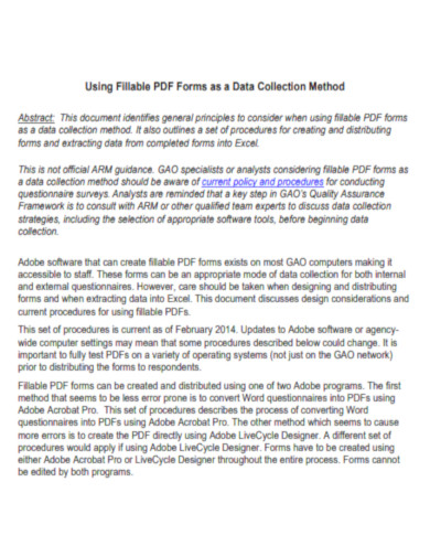 Fillable PDF Forms as a Data Collection Method