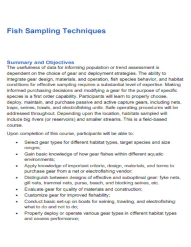Fish Sampling Techniques