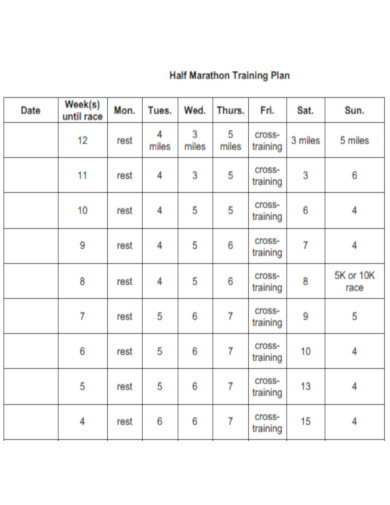 Formal Half Marathon Training Plan