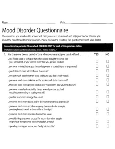 Formal Mood Disorder Questionnaire