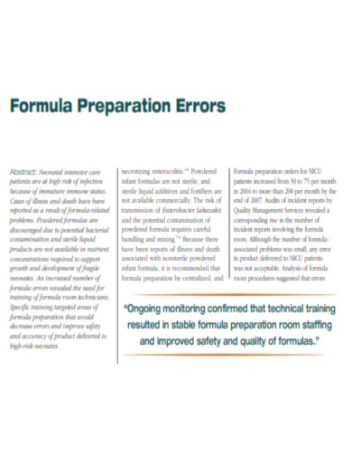 Formula Preparation Errors