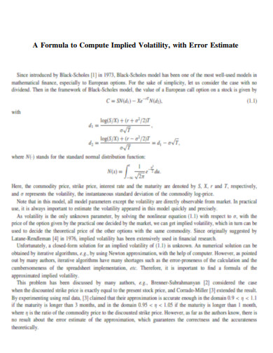 Formula to Compute with Error Estimate
