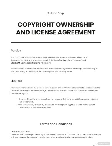 Free Copyright Ownership and License Agreement Template