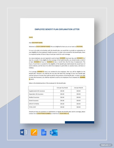 Free Employee Benefit Plan Explanation Letter Template
