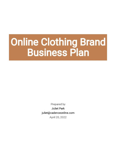 Free Online Clothing Brand Business Plan Template