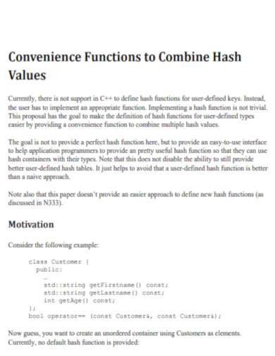 Functions to Combine Hash Values