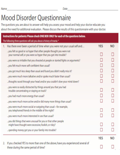 General Mood Disorder Questionnaire