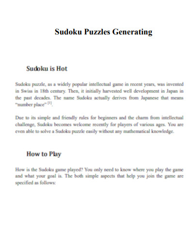 Generating Sudoku Puzzles 