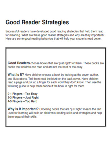 Good Reader Strategies