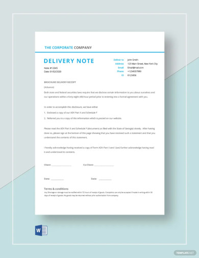 Goods Delivery Note Template to Customer