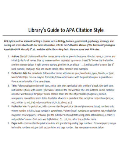 Guide to APA Citation Style
